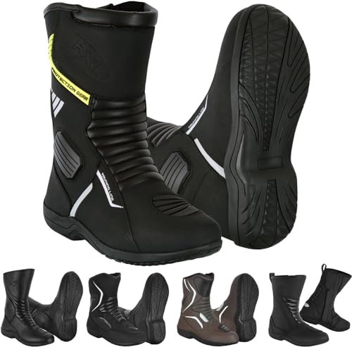 Vaster Moto Scarpe da moto da uomo Scarpe da strada rinforzate Protezione antiurto da moto suola antiscivolo stivali sportivi comodi per corsa e turismo, Nero , 38 EU