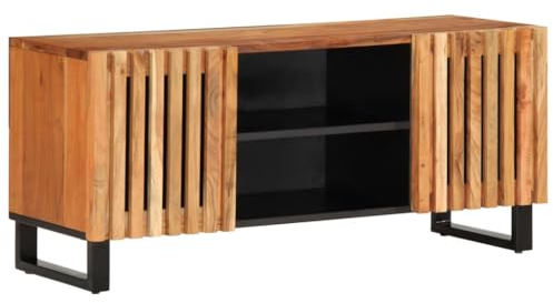 vidaXL Mueble de TV de Madera Maciza de Acacia 105x34x46 cm, Soporte HiFi, Aparador Multimedia, Armario