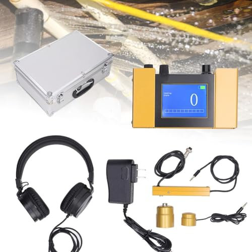 Professional Underground Pipes Water Leak Detector, Water Pipe Leak Detection Instrument, Portable Water Leak Detector Tool for Home and Outdoor, with Digital Display & Earphone & Carrying Case