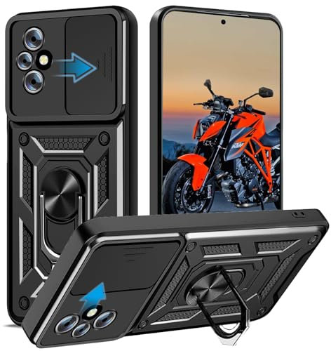 Cover per Honor 200 Pro, Slide Protezione Fotocamera, Armatura Cover con 360 Gradi Girevole Anello Metallo Magnetica Supporto Silicone Antiurto Custodia per Honor 200 Pro 5g