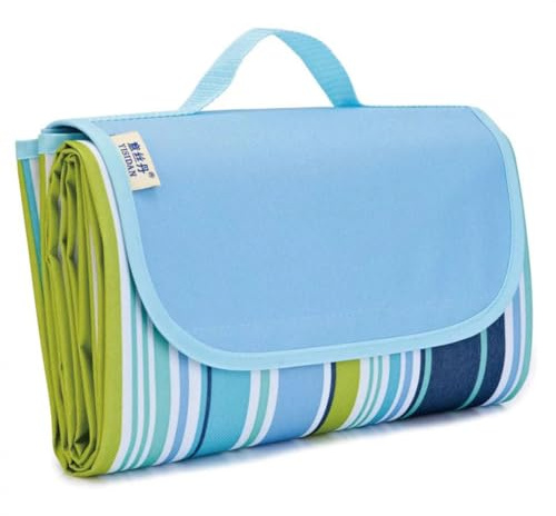 Picknickdecke Mit Tragegriff 200 x 150 cm, Wasserdicht und Sandbeständige Outdoor Stranddecke, Maschinenwaschbare Picknickmatte, Campingzubehör (Blau, 150 x 200)