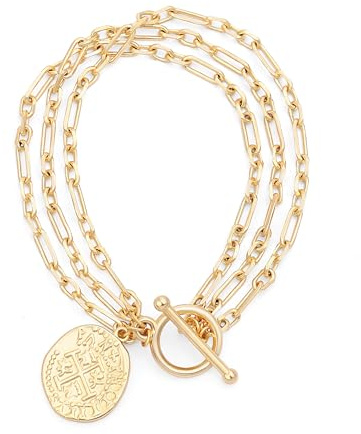 Aobei perla 3-fila 18K oro catena delicato croce medaglia incanto OT toggle braccialetto moda impilamento stratificazione gioielli fatti a mano