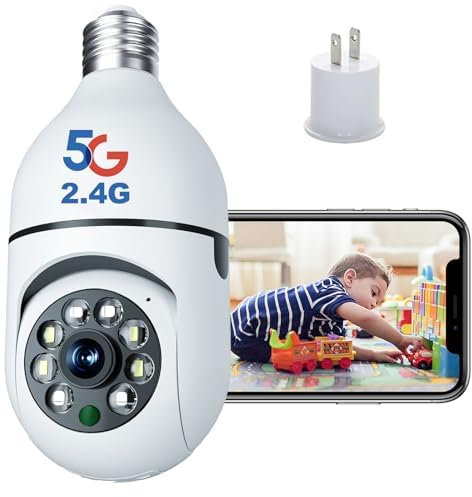 MCJ Cámara Wi-Fi Exterior 2K Cámara de Bombilla Cámara de Seguridad doméstica 2K 2.4GHz WiFi Cámara de vigilancia de 360° con Alarma de detección de Movimiento (2MP)