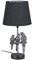 formano Antik-silberfarbene Papageienlampe mit schwarzem Stoffschirm - 42cm Deko Vintage Tischlampe aus Kunststein - Perfekt für Wohnzimmer, Schlafzimmer und Büro Stehlampe Papagei Vogel Stehlampe