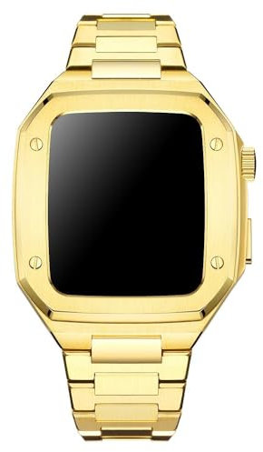 Correa de reloj de acero inoxidable de lujo para hombre compatible con Apple Watch Band 40 41 44 45 49 mm, caja dorada y correa para iWatch Series Ultra SE 4 5 6 7 8 9 para mujer (oro, 40 mm)