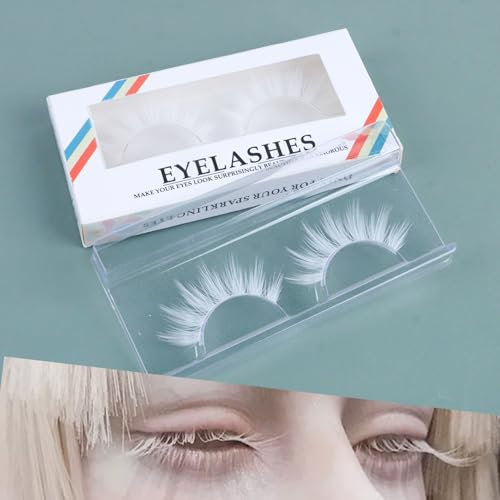 Lot de 2 bandes d'extensions de cils manga naturels effet mouillé et épineux - Style japonais - Fait à la main - Blanc