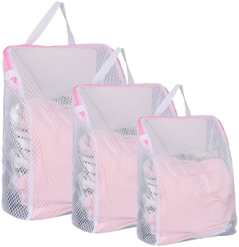 3 Stück Wäschesack Waschmaschine Wäschesack Reise mit Griffen Wäschenetz Waschmaschine Wäschesäcke Wiederverwendbare Wäschesäcke für Empfindliches Unterwäsche Höschen Pullover (Rosa、Blau) (Rosa)