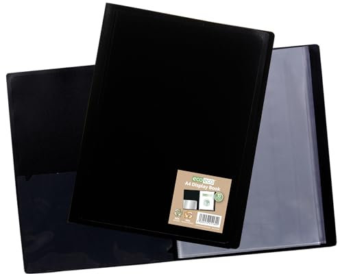 eco-eco Eco160 Porte-documents 100% recyclé 10 pochettes avec couverture souple Noir Format A4