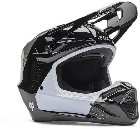 Fox Racing Unisex V3 Motocross Dirt Bike Helmet, Black, Large
