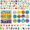 YFCHOTI Lot de 98 petits cadeaux d'anniversaire pour enfants avec mini figurines - Badge à clip - Autocollants - Petits cadeaux pour garçons et filles