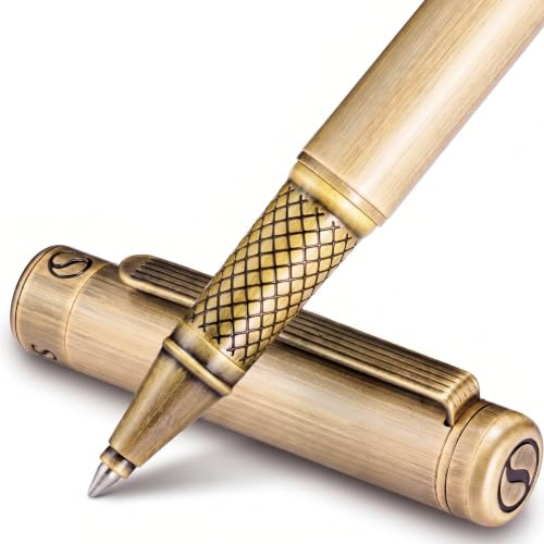 Scriveiner Bronze Rollerball Pen - Stunning Luxury Pen, Schmidt Ink Refill, Best Roller Ball Gift Set for Men & Women, Professional, Executive Office, Nice Pens