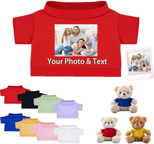 FAHOXUMR Personalisierte Teddybär-Kleidung mit Namens Foto, Individuelle Stofftier-Kleidung Passend für 20-40 cm Stoffbär-Kleidung, Personalisierte Puppen-Kleidung zum Selbermachen Plüschpuppen-Shirt