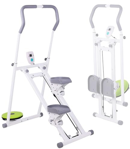 Treppenstepper Für Zuhause, Faltbarer Treppensteiger Mit Verstellbarem Lenker, Step-Climber-Trainingsgerät Mit Taillendrehplatte, 120 Kg Tragkraft