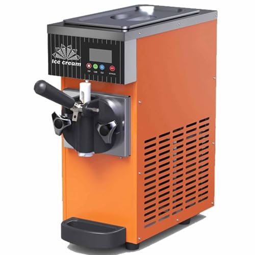 Qiang Single Flavor Ice Cream Machine, 4-8kg/H Output, 3.5L Refrigerated Hopper, 1L Freezing Tank, Auto Clean, LCD Panel, 750W Countertop Soft Serve Ice Cream Maker Orange-BQL28