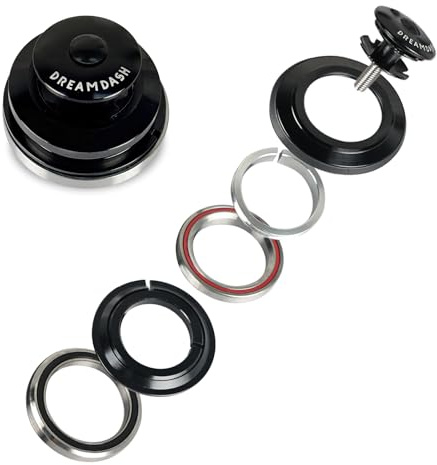DREAMDASH Bike Headset 1-1/8 1-1/2, IS41.8/28.6 IS52/30or39.8 | Integrated (IS), Double Sealed Cartridge Bearings, Aluminium Alloy, S.Height: 8+1=9mm, for MTB and Urban Bicycles