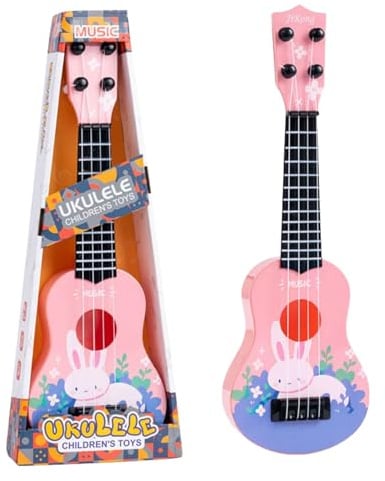 Kinder Ukulele Gitarre, 36cm Kindergitarre mit 4 Verstellbaren Saiten, Mini Gitarre Instrument für Kleinkinder, Ukulele Musikspielzeug, Musik Lernspielzeug für Anfänger Jungen Mädchen Geschenke (B)