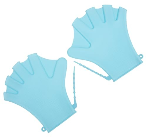 Guantes de Piscina de Silicona Azules, 1 Par, para Natación