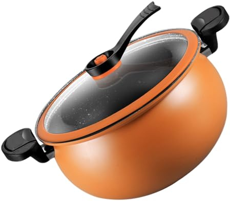 GATHINESS 7.4 Quarts Ceramic Enamel Stock Pot with Micro Pressure Design, Even Heating and Thick Ceramic Base, Twist Lock Handles for Big Family Dinners and Multipurpose Cooking