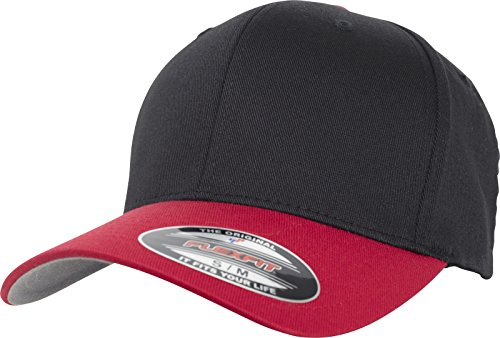 Flexfit Uni 6277T-Flexfit Wooly Combed 2-Tone Cap, blk/red, S/M