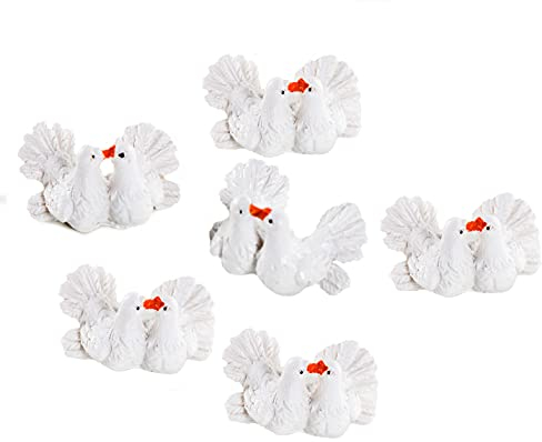 Logbuch-Verlag 6 kleine Tauben Paare Hochzeit Deko weiße Turteltauben 4 x 2 cm Hochzeitsdeko Tischdeko