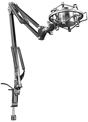 Trust Gaming GXT 253 Emita Mikrofon Arm, Mikrofonständer, Einstellbarer Tischarm, Integriertes 290 cm Kabel, Mic Stand, Elastische Halterung, Mikrofonarm für alle Gängigen Mikrofone - Schwarz