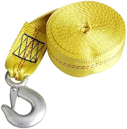 CarBole Anhänger Windengurt,Windenriemen Mit Schwerem Haken Windengurt,Abschleppseil für Trailer,für Marine-Windenwechsel 5cm x 6m,3300lb,Gelb