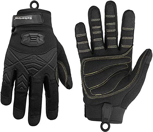 Seibertron Full Finger Padded Palm Lightweight Breathable Climbing Rope Handschuhe/Kletterhandschuhe for Kletterer, Klettern, Rettung, Abenteuer, Segeln, Kajakfahren, Sport imFreien Black M