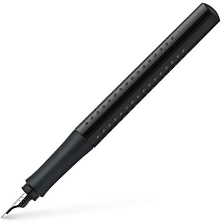 Faber-Castell 140818 - moderner Füller Grip 2010 mit Ergonomisches Design und Hochwertige Konstruktion, Füller breite Feder F, Nachfüllbar inkl. Tintenpatrone - schwarz, 1 Stück