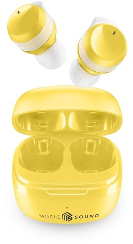 Music Sound - FLOW - Auricolare Bluetooth in-ear senza fili - Play Time 25 H - Giallo