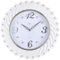 Topkey Round Wall Clock 17 Large Silent Mute White Peacock Feather Diamond Like Room Decorative Wall Clock for Bedroom,Office, Living room,School and Kindergarten - 43CM