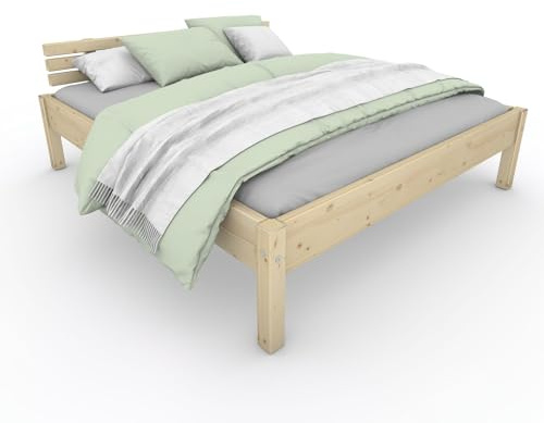 TUGA - Holztech Marken Dübelbett Naturholzbett 300Kg Nannerl belastbar stabil Holzbett Bett Doppelbett 90 120 140 160 180 200 x 200 220 (140 x 200) 48 cm Höhe