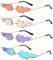 Jikefengxun Flammen Sonnenbrille 4 Stück, Fashion Feuer Flamme Brille, Rave Party Brillen Frauen MäNner, Randlose Sommer Sonnenbrillen für Strand, Maskerade, Musikfestival Dekoration