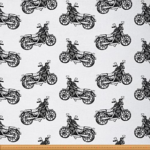 Loussiesd Motocross Möbelstoff für Stühle Motorrad Dreckiges Fahrrad Motorrad Outdoor Stoff Meterware Extremsport Dekorationsstoff für Polster und Heimwerkerprojekte 92x150cm Schwarz Weiß