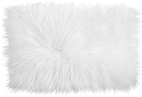 Molain Bankkissen Flauschiger Teppich weiß weich Kunstpelz Schlafzimmer Balkon Couch Leseecke Plüsch Mini-Autostuhl Sitzauflage Flur Kamin Wohnzimmer Bodendekorationen (50 cm rechteckig)