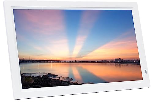21,5 Zoll 22 Zoll digitaler Fotorahmen IPS HD-Bildschirm mit Fernbedienung, unterstützt Video und Musik, Diashow, kann an der Wand montiert Werden, einfach zu bedienen for ältere Menschen (Color : Wh