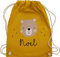 Turnbeutel Rucksack - Süßer Bär I Bären I Bärenmotiv I Bear - Unisize - Senfgelb - personalisierte geschenke kinder kindergarten wechselbeutel teddy name sporttasche personalisierter junge