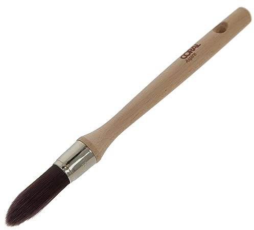 Coral 33712 Aspire 18MM Round Sash Paint Brush Professional Firm Pointed Profile for Fast Accurate Detail Cutting-in Ultra-Smooth Finish with Trade Emulsion or Gloss FSC Wood Handle