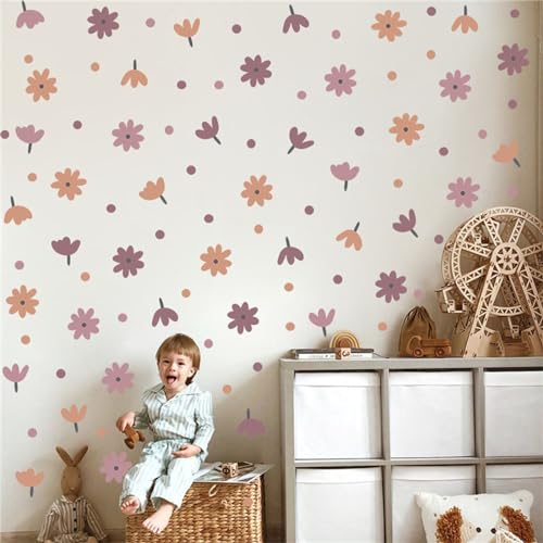 Herfair Wandsticker Kinderzimmer, Gänseblümchen Kreise Wandtattoo Babyzimmer Deko Wandaufkleber, Boho Wanddeko Aufkleber für Kinder