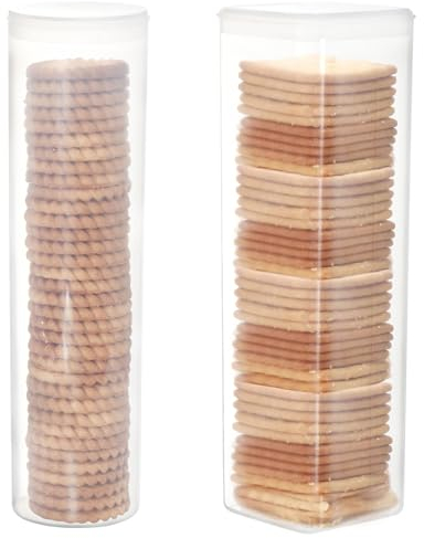 Youngever 2 Pack Plastic Cookie Containers, Cookie Jars, Cookie Cracker, Biscuit Storage Container, Food Storage Containers with Lid (Round and Square Set)
