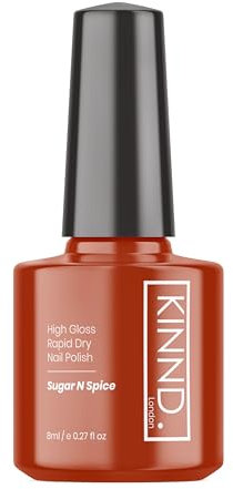 Quick Dry Nail Polish | Sugar N Spice, 8ml | Rapid Drying Nail Varnish | No UV/LED Required | 12 Free, Cruelty Free, Vegan, Made in UK