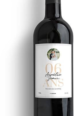 CADEAUX.COM - Bouteille de vin personnalisée anniversaire de mariage - Noces de Chypre