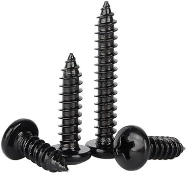 ORANXIN M6 x 25mm 10 Pcs Tête ronde Vis à bois Acier inoxydable 304 Plaqué zinc noir Vis autotaraudeuses Tête Pan Cruciformes Queue Pointue