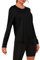 Terecey Sportshirt Damen Langarm UPF 50+ Sommer Sonnenshirt Schnelltrocknend Rundhals Langarmshirt Leichtes Atmungsaktiv UV-Shirts für Gym Yoga Wandern Schwarz-XXL