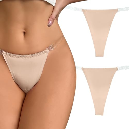 Happy Cherry Frauen Unsichtbare String Höschen Sexy Einstellbare Klare Riemen G-Strings Pack