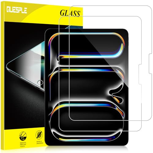 QUESPLE [2 Stück] Panzerglas Schutzfolie für iPad Pro 13 Zoll M4 (2024), 9H Härte, Anti-Kratzer, Einfache Installation Gehärtetem Glas Displayschutz für iPad Air 6.Generation