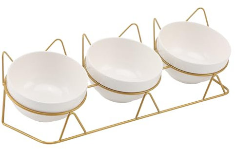 FAMKIT Lot de 3 gamelles en céramique pour chat avec support, station d'alimentation surélevée inclinée, anti-vomissements, pour chaton et chiot (3 bols)
