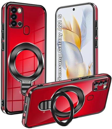 WeiCase Hülle für Samsung Galaxy A21S, magnetische transparente Hülle mit DIY-Ringhalter, ultradünne, weiche TPU-Silikon-stoßfeste handyhülle für Galaxy A21S.