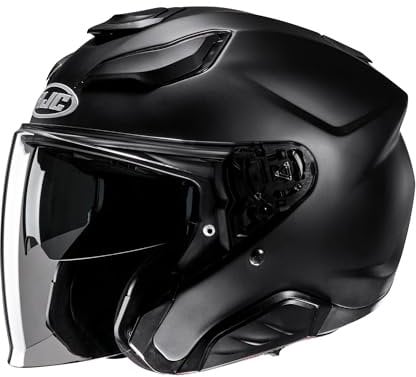 HJC F31 Open Face Fibreglass Scooter Helmet Motorcycle Dual Visor Plain Matt Black (L)