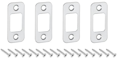 sourcing map 4Pcs Door Strike Plate, 57mm x 25.5mm Stainless Steel Latch Deadbolt Replacement Lock Strike Plates for Door Frame Door Jamb Reinforcement, Silver