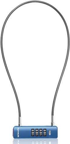 UP Security Cable Scooter Lock with Combination, Combo Padlocks for Outdoor Fence Gate, Luggage Antitheft, Wire U Lock for Refrigerator, Cabinet, Bike, Bicycle (23.6(60cm) Cable, Blue)